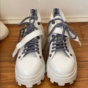 Miu Miu white combat boots